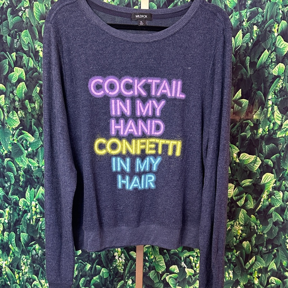 Wildfox Navy Sweater with Colorful Text